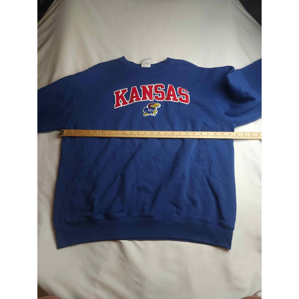 Champion Kansas Jayhawks Sweatshirt XL Blue Crewneck NCAA Collegiate Mens - Picture 4 of 7